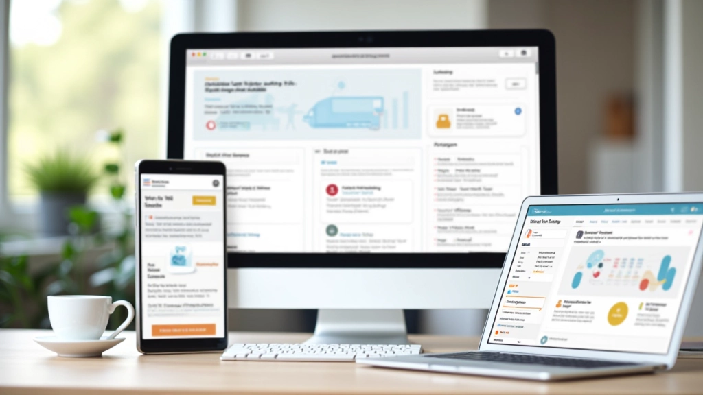 Website-Footer-Design-Mockup auf verschiedenen Geräten mit Sitemap-Links und Newsletter-Bereich